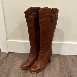 Knee high brown leather boots